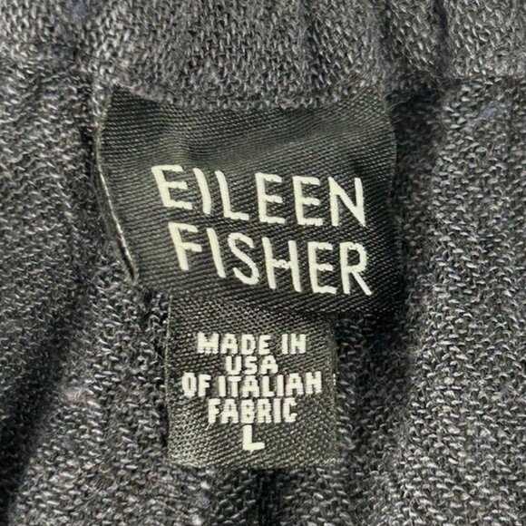 Eileen Fisher Dark Blue Lightweight Viscose Linen Wide Leg Pants L Button Crepe - Picture 4 of 5